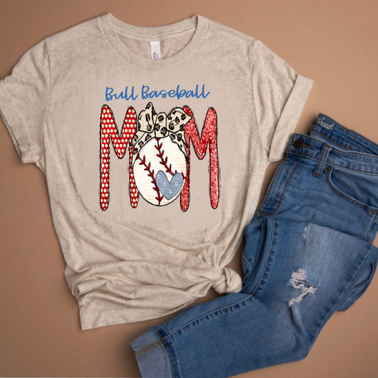 Bull Baseball Mom Tee