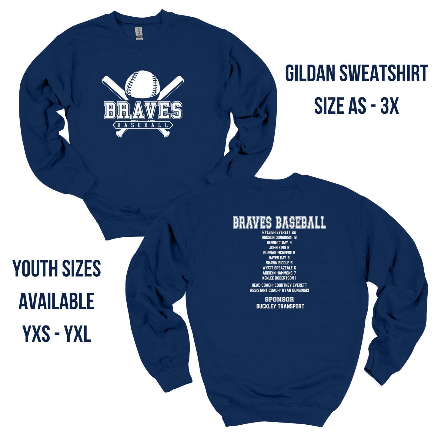 Braves Baseball Parent/Sibling Tee or Sweatshirt