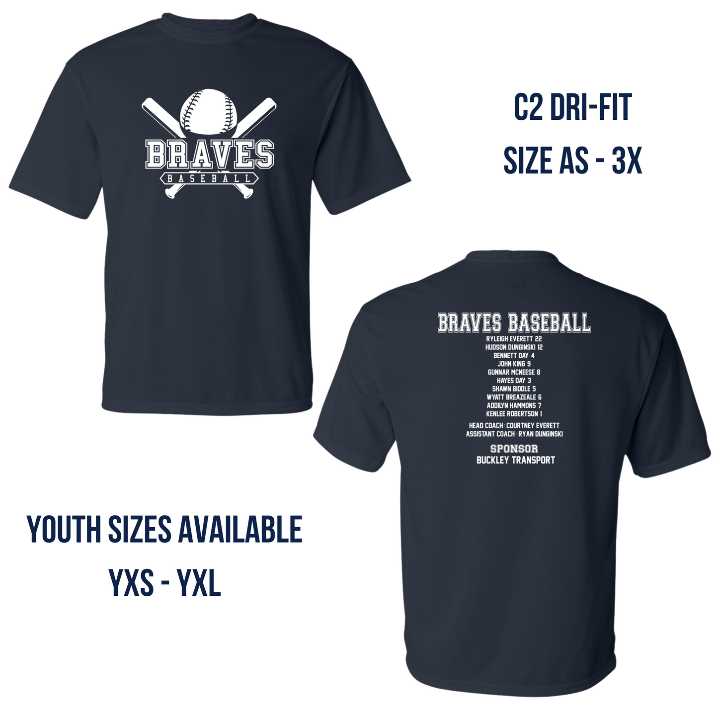 Braves Baseball Parent/Sibling Tee or Sweatshirt