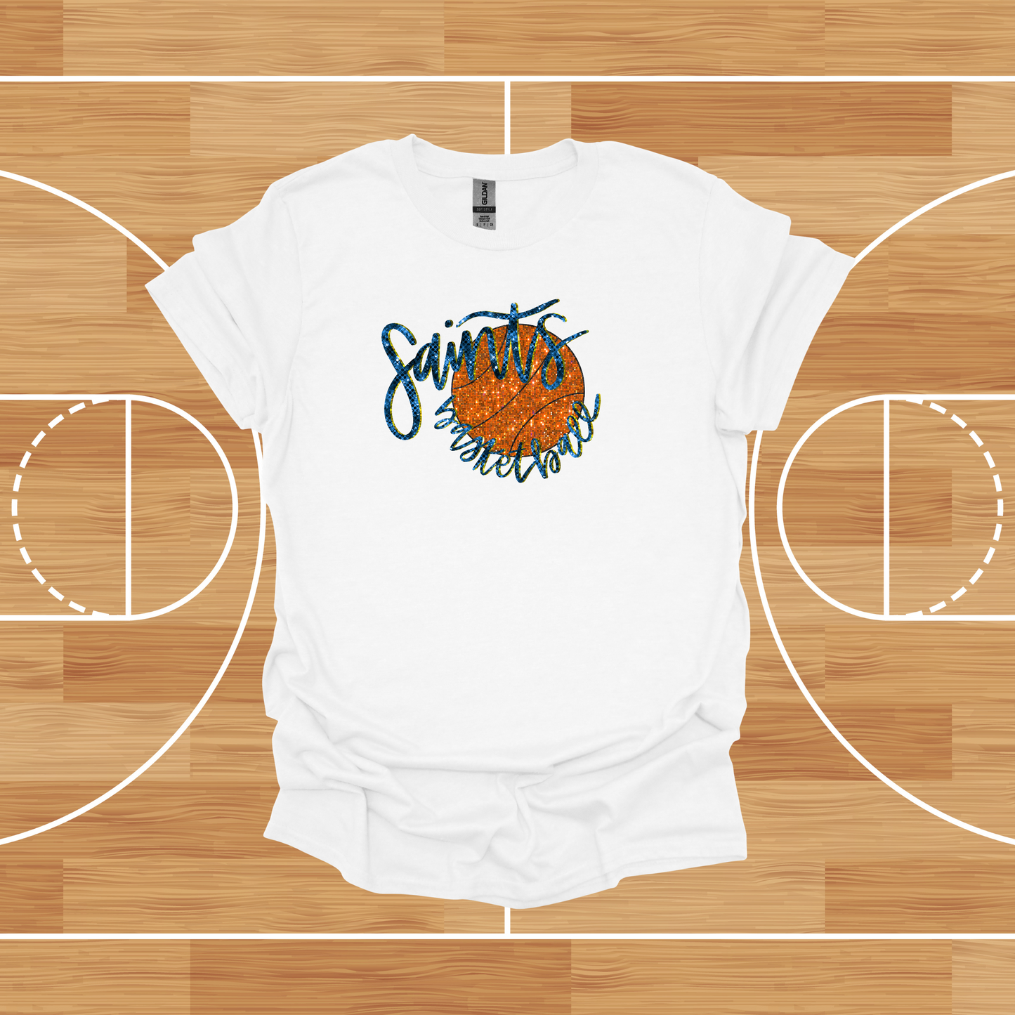 Saints Basketball Faux Sequin Tee