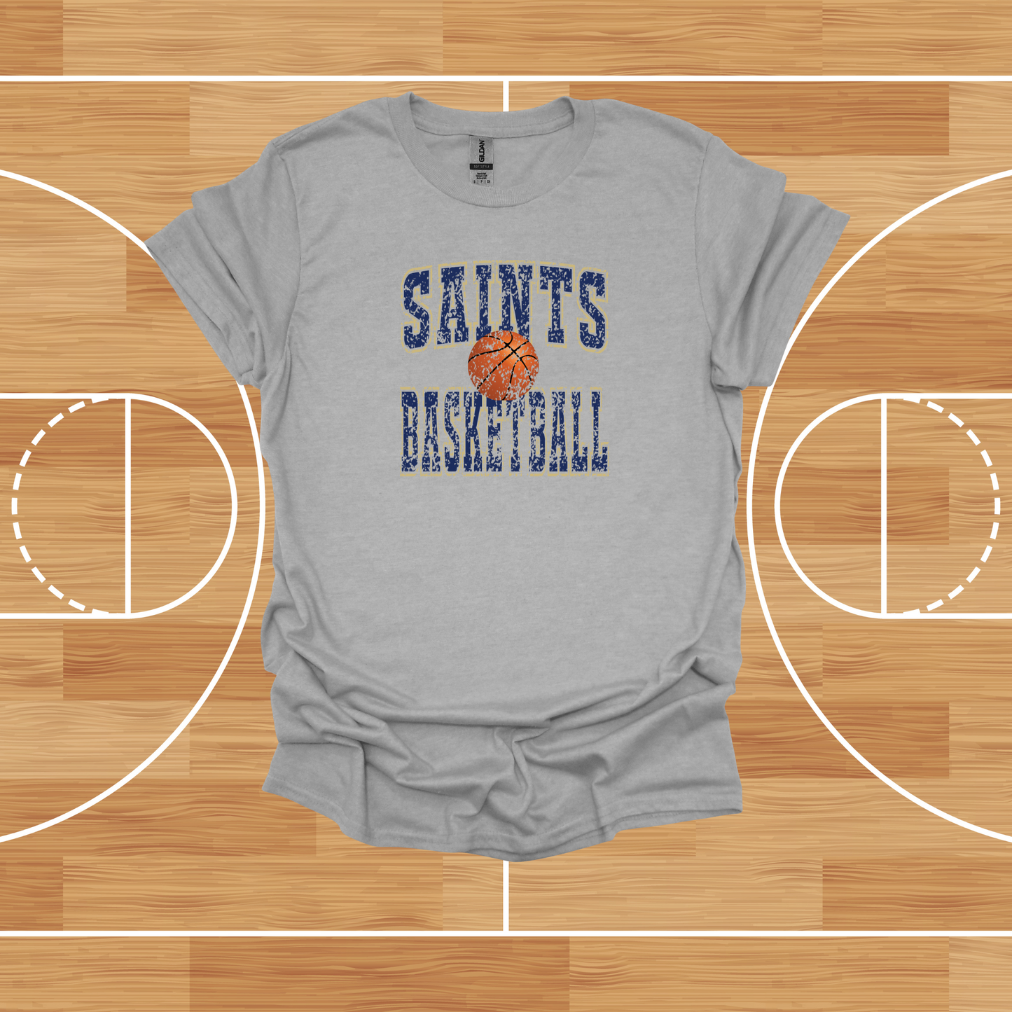 Distressed Saints Basketball Tee