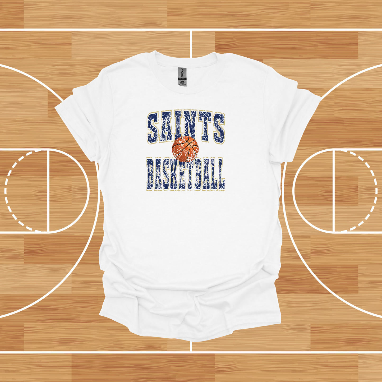 Distressed Saints Basketball Tee