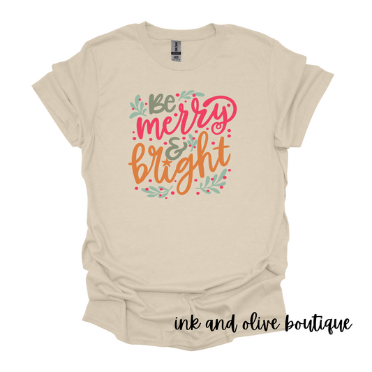 Boho Be Merry and Bright Christmas Tee