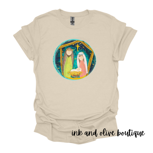 Watercolor Nativity Tee