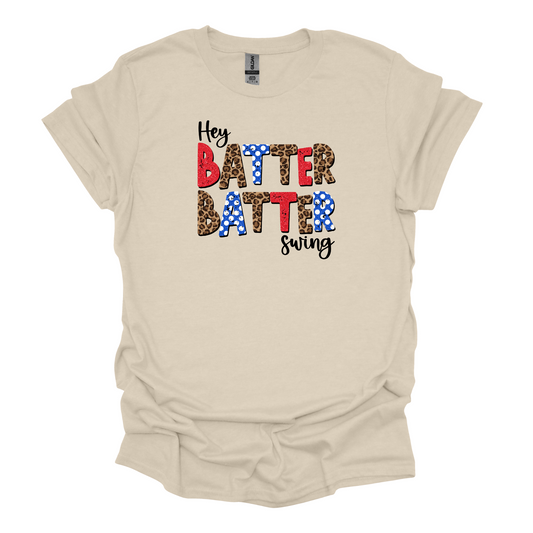 Hey Batter Leopard (choice of tee or tank)